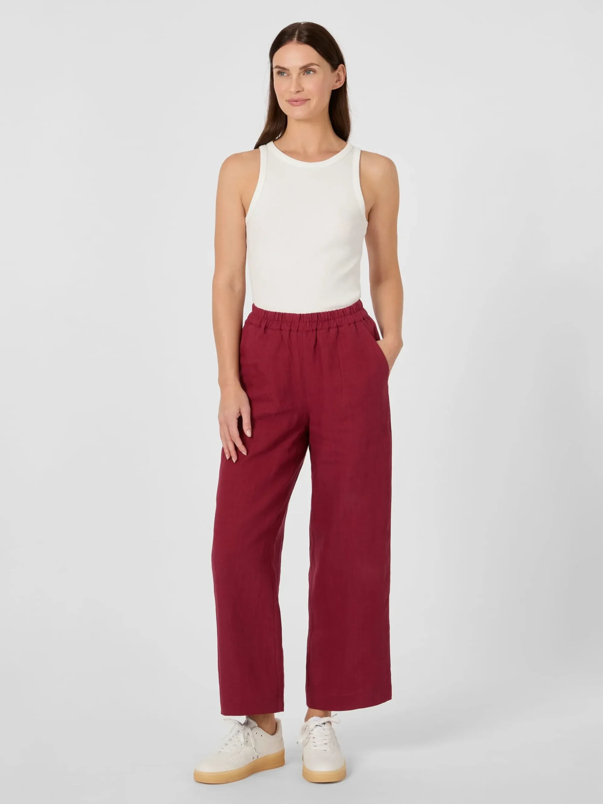 Hosen * Alma & Lovis Damen-Leinenhose Weinrot