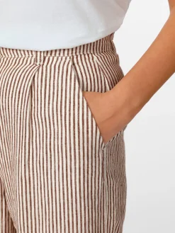 Hosen * Knowledge Cotton Apparel Damen-Leinenhose gestreift
