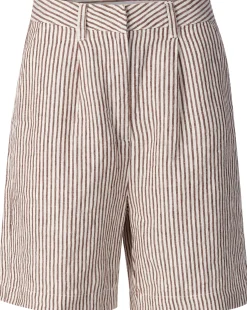Hosen * Knowledge Cotton Apparel Damen-Leinenshorts gestreift