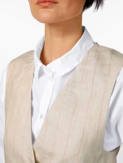 Blazer & Westen * LANIUS Damen-Leinenweste Streifen