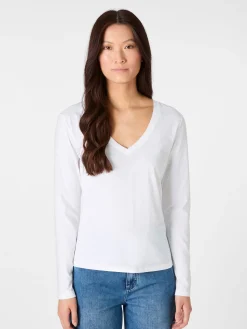 Shirts & Tops * LANIUS Damen-Longsleeve V-Ausschnitt Weiß