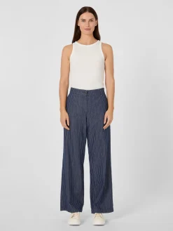 Hosen * LANIUS Damen-Marlenehose Nadelstreifen Navy