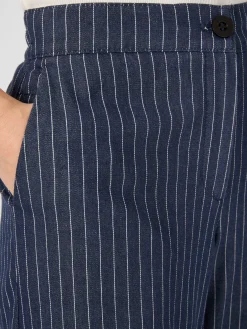 Hosen * LANIUS Damen-Marlenehose Nadelstreifen Navy