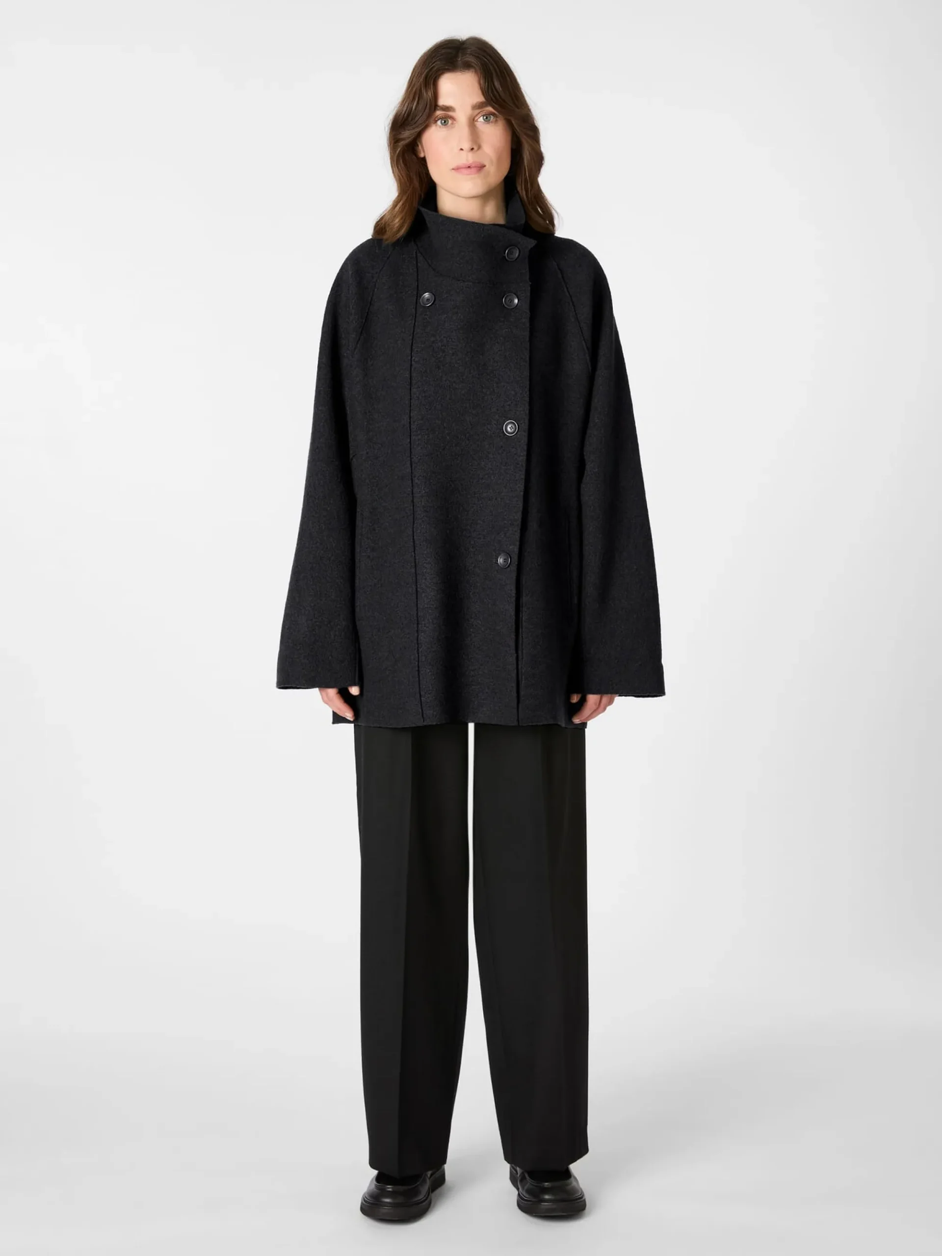 Jacken * Oska Damen-Outdoorjacke Wolle Schwarz