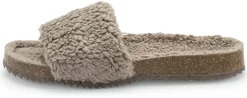 Sandalen|Freizeitschuhe * Grand Step Shoes Damen-Pantolette Teddyplüsch Taupe
