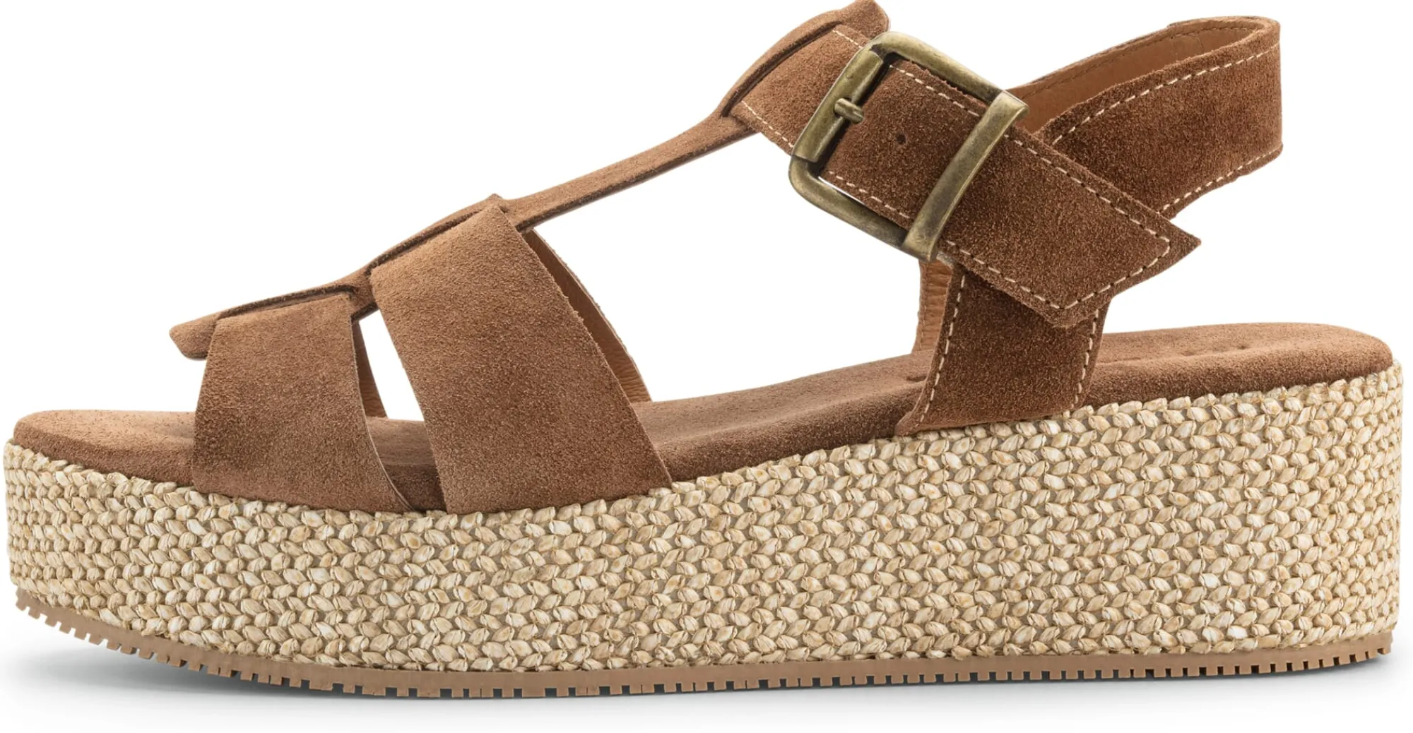 Sandalen|Freizeitschuhe * Ehm Damen-Plateausandale Cognac