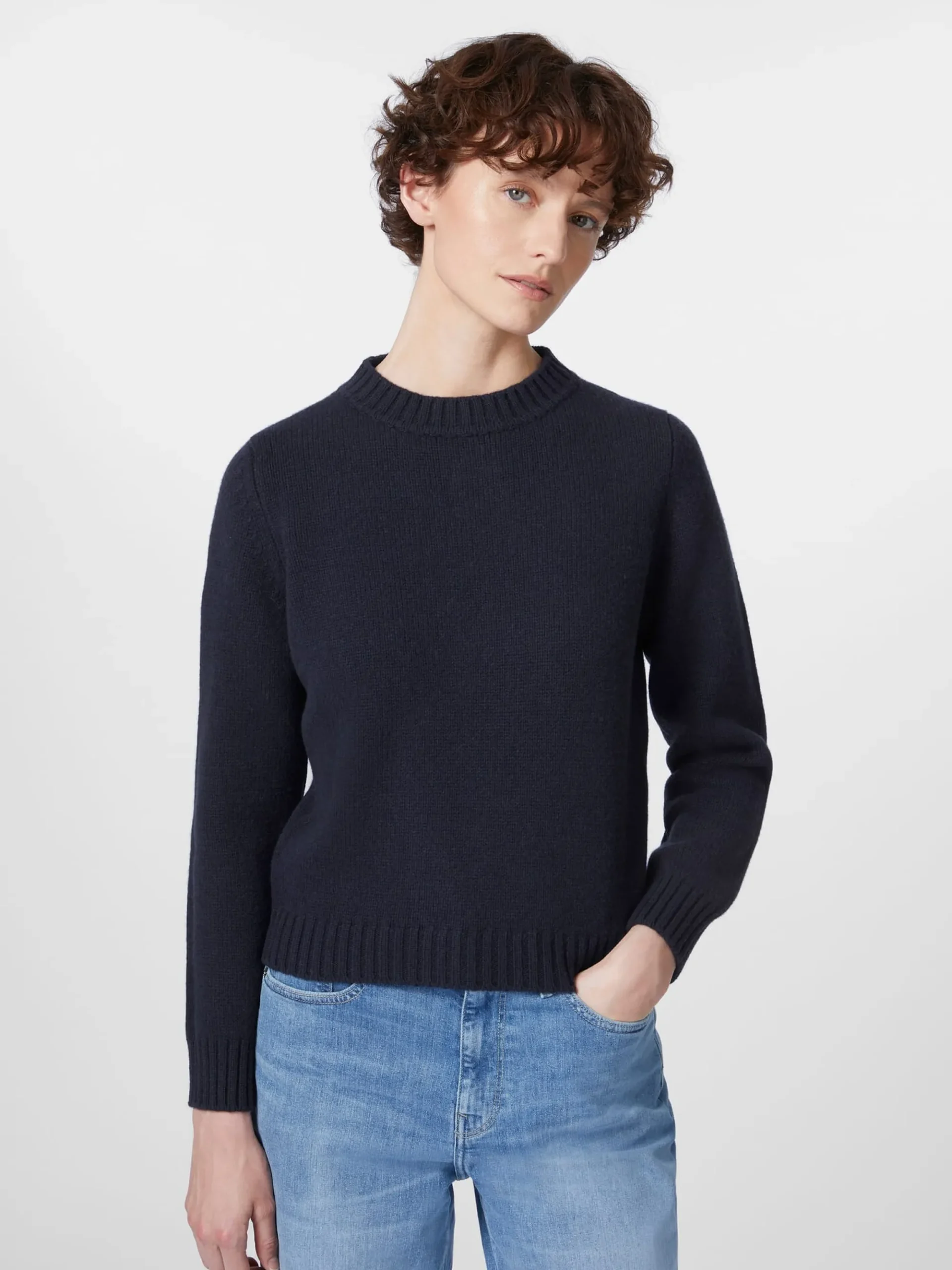Pullover * Maglificio GRP Damenpullover mit Knopfleiste Dunkelblau