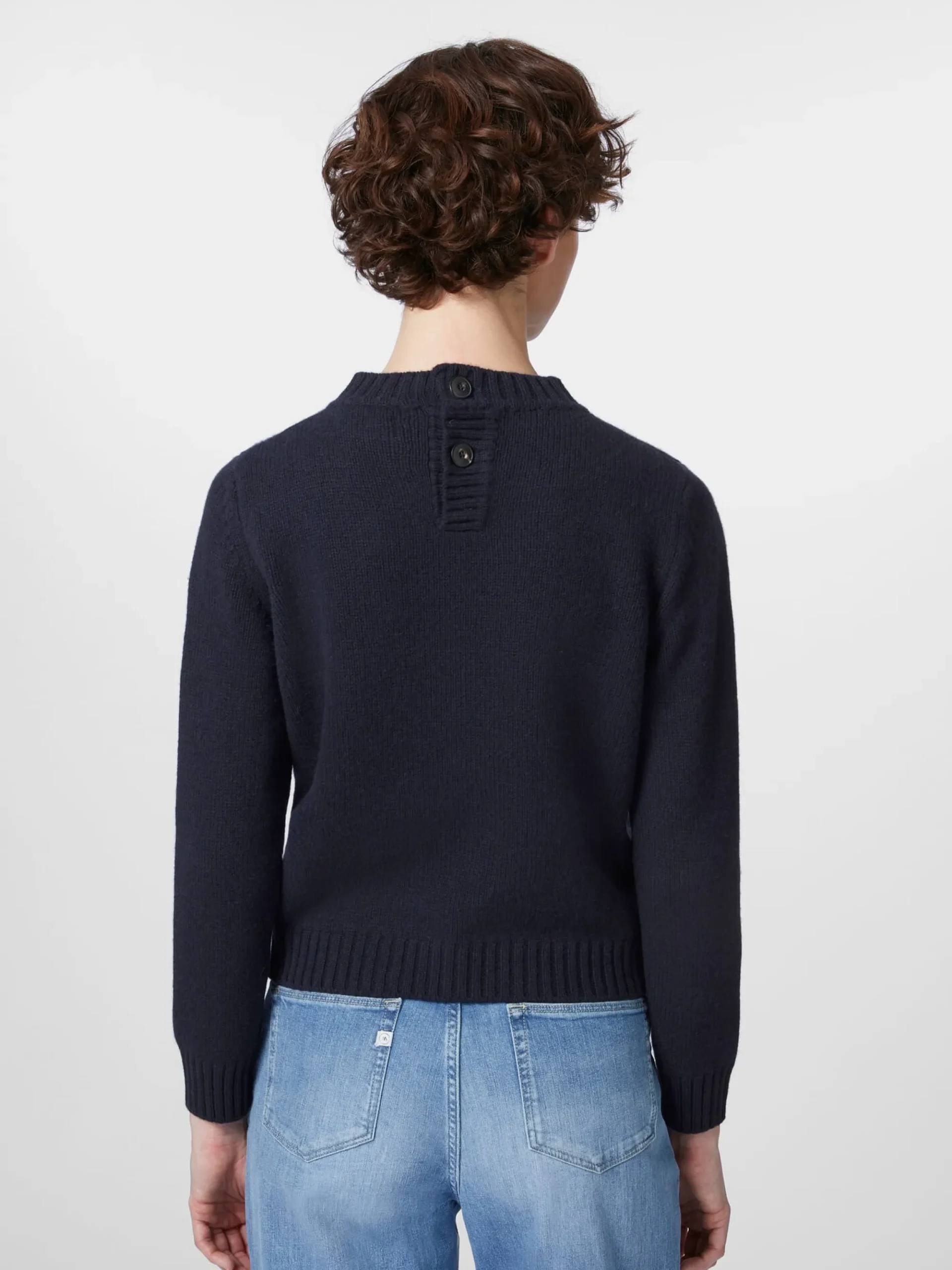 Pullover * Maglificio GRP Damenpullover mit Knopfleiste Dunkelblau
