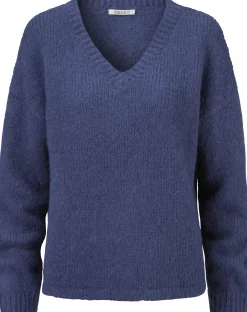 Pullover * Alma ＆ Lovis Damenpullover V-Ausschnitt Blau