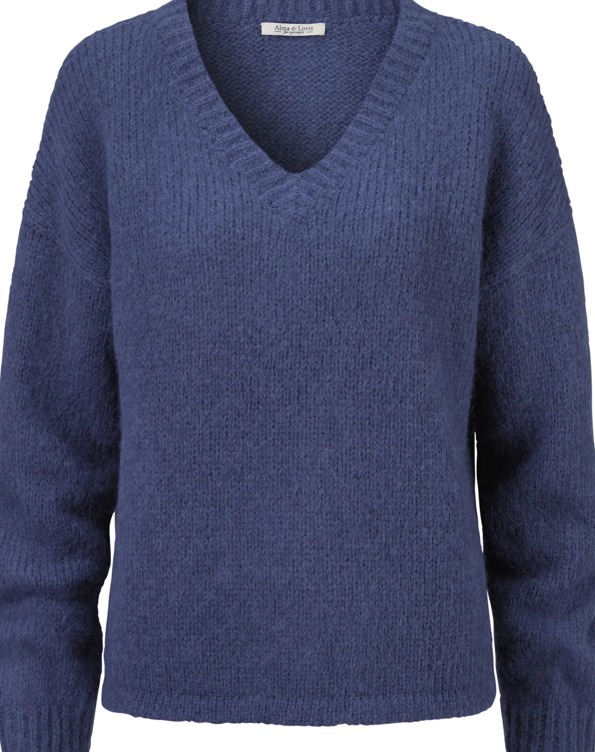 Pullover * Alma & Lovis Damenpullover V-Ausschnitt Blau