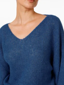 Pullover * Alma ＆ Lovis Damenpullover V-Ausschnitt Blau