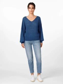 Pullover * Alma ＆ Lovis Damenpullover V-Ausschnitt Blau