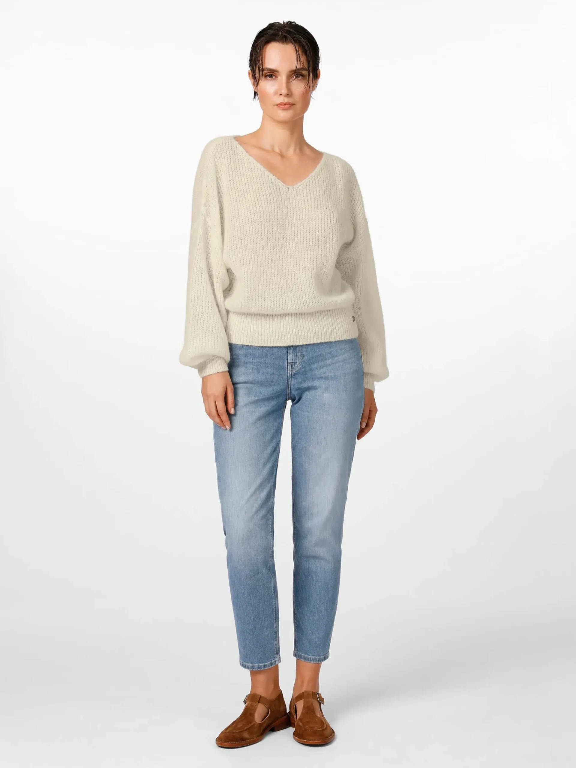Pullover * Alma & Lovis Daenpuover V-Auchnitt Naturweiß