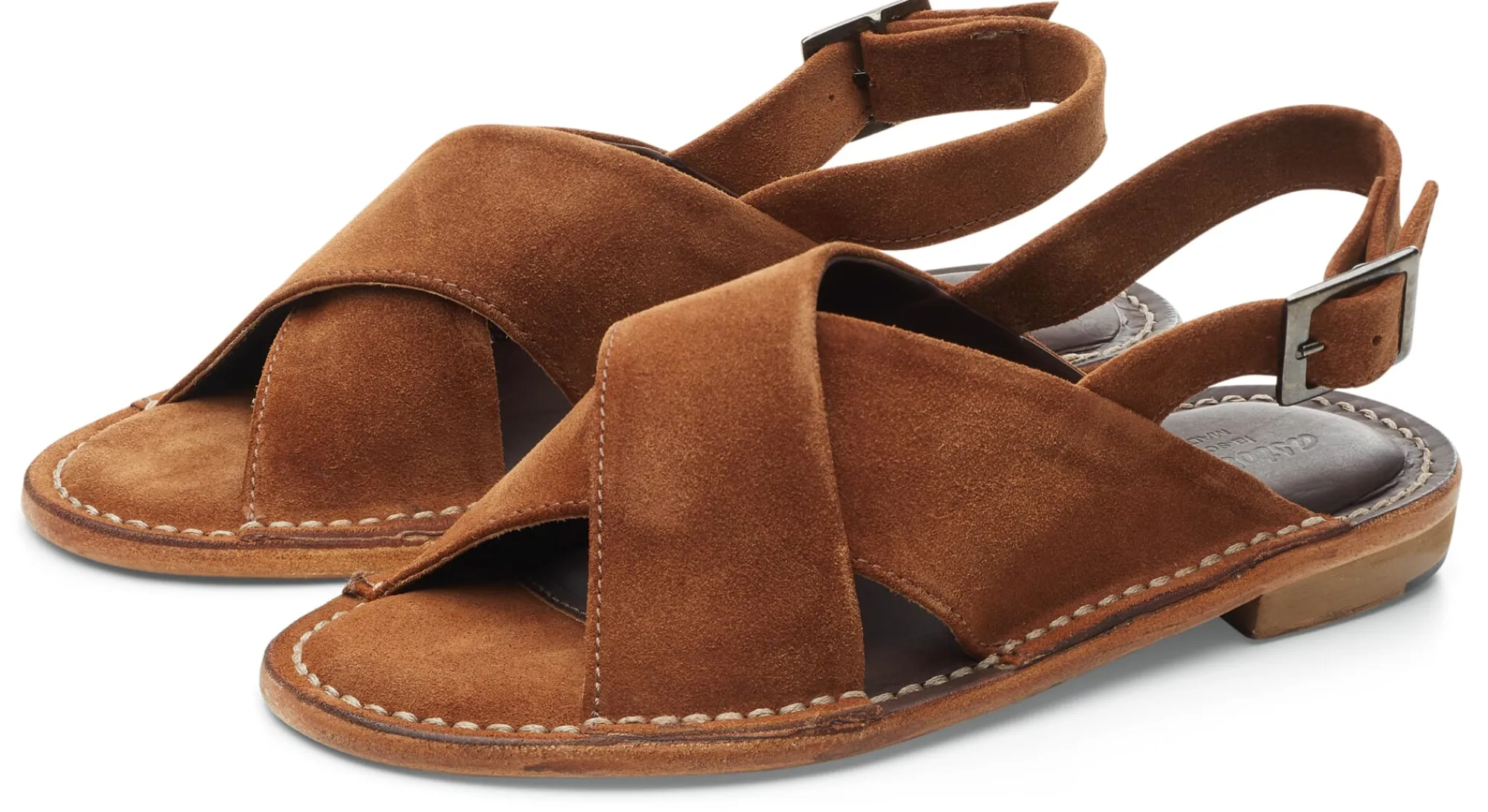 Sandalen|Freizeitschuhe * Astorflex Damen-Rauledersandale Cognac