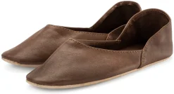 Hausschuhe * Werner Schuhe Damen-Reisepantoffel Leder Braun