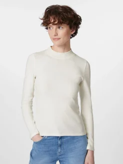 Shirts & Tops * Knowledge Cotton Apparel Damen-Rippenhirt Langarm Weiß