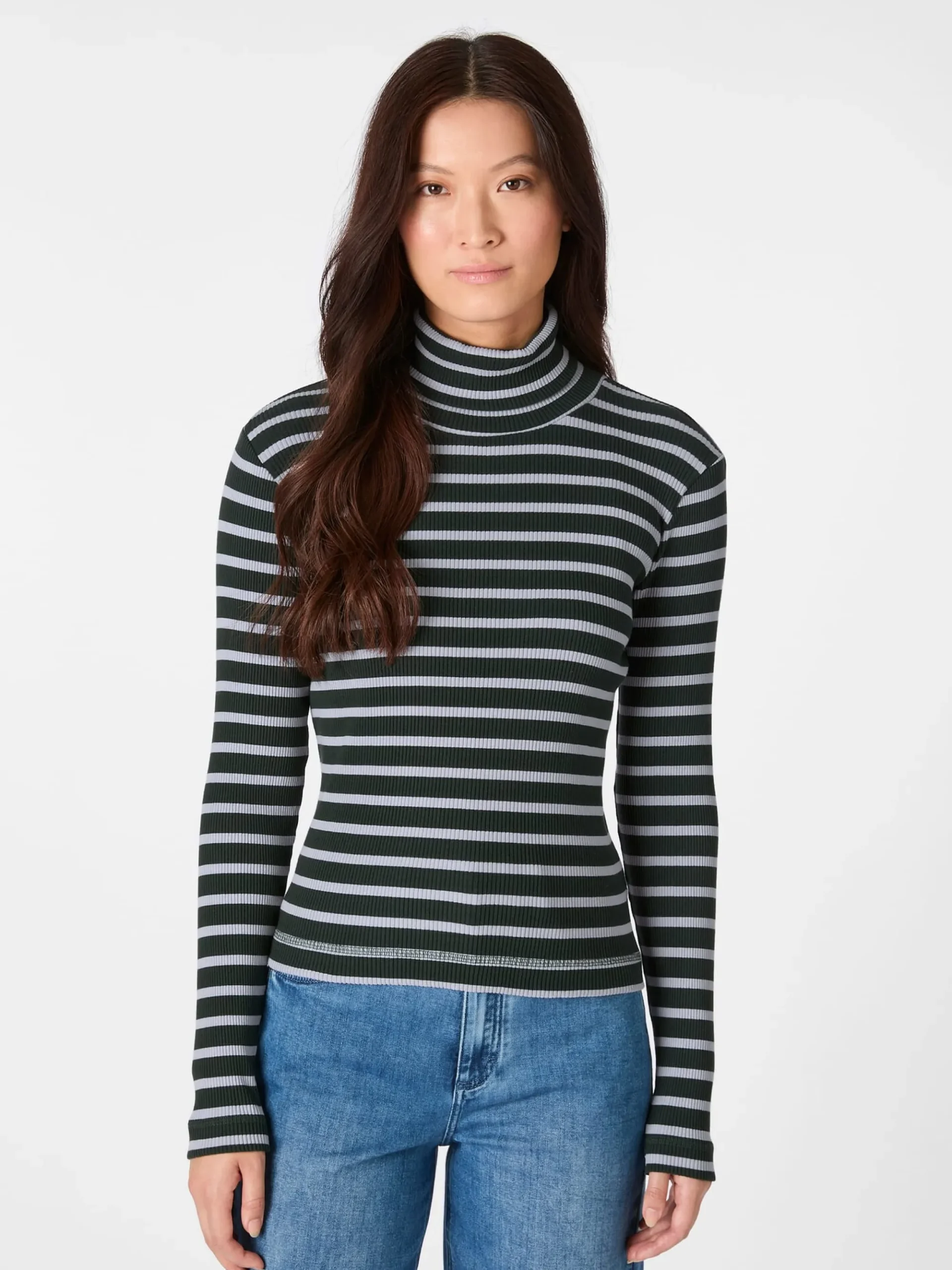 Shirts & Tops * LANIUS Damen-Rollkragenshirt gestreift Grün