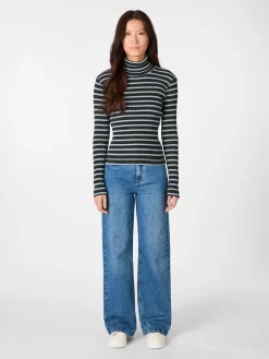 Shirts & Tops * LANIUS Damen-Rollkragenshirt gestreift Grün
