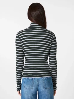 Shirts & Tops * LANIUS Damen-Rollkragenshirt gestreift Grün