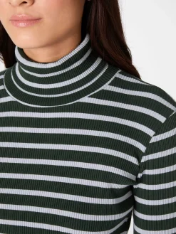Shirts & Tops * LANIUS Damen-Rollkragenshirt gestreift Grün