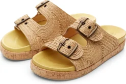 Sandalen|Freizeitschuhe * Werner Schuhe Damensandale Raffia Natur