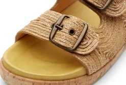 Sandalen|Freizeitschuhe * Werner Schuhe Damensandale Raffia Natur