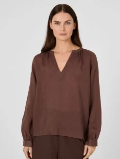 Blusen * LANIUS Damen-Schlupfbluse Ramie Braun