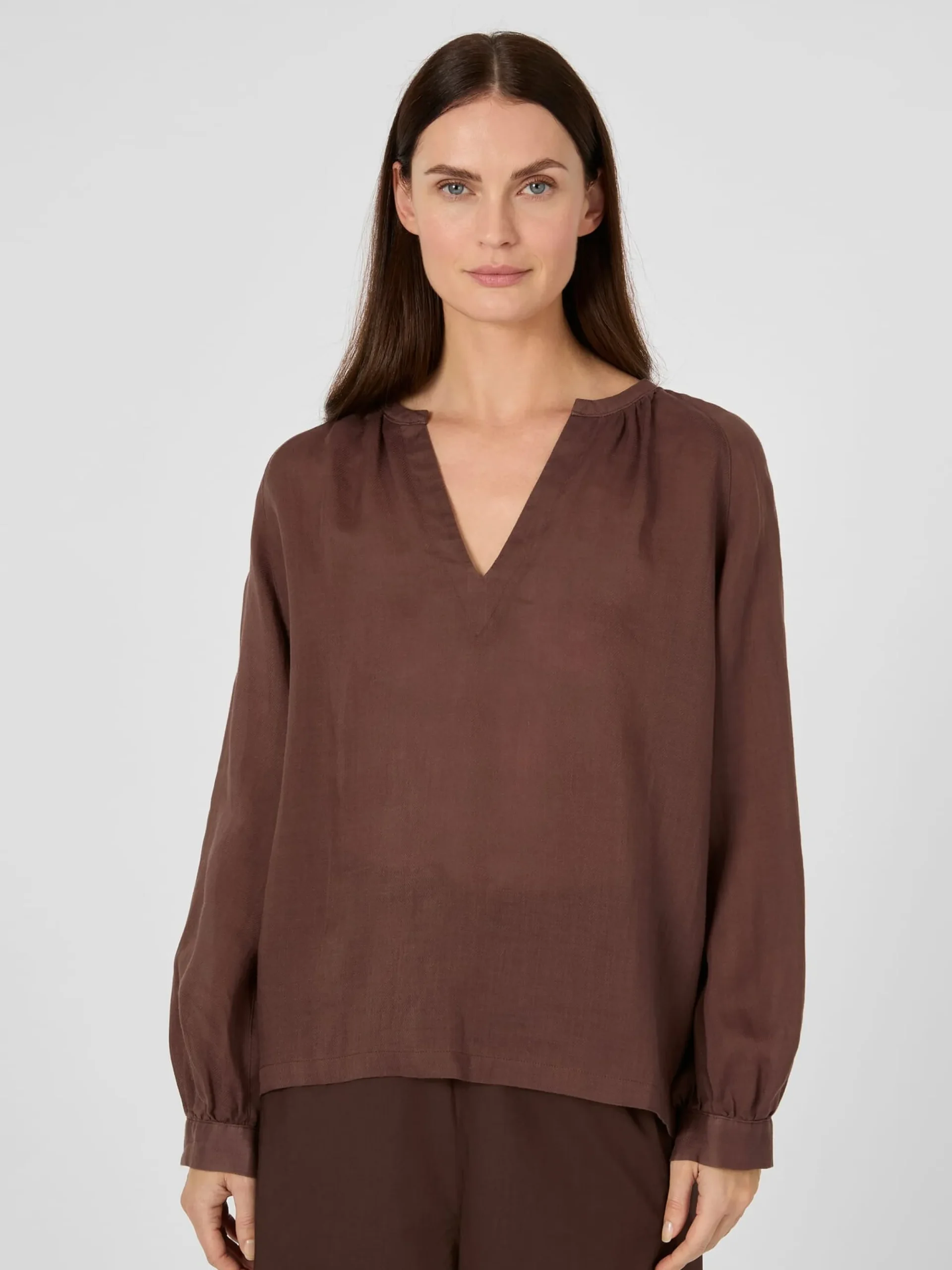 Blusen * LANIUS Damen-Schlupfbluse Ramie Braun