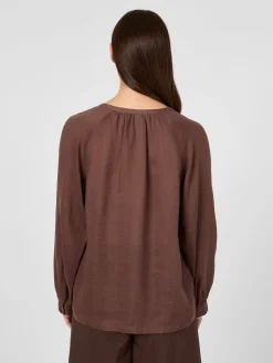 Blusen * LANIUS Damen-Schlupfbluse Ramie Braun