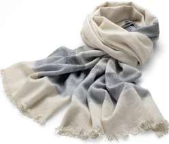 Schals & Tücher * Christiane Strobel Damen-Schultertuch gestreift, Creme-Blau
