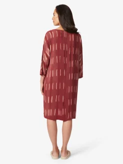 Kleider * LANIUS Damen-Seidenkleid gemustert Mattrot
