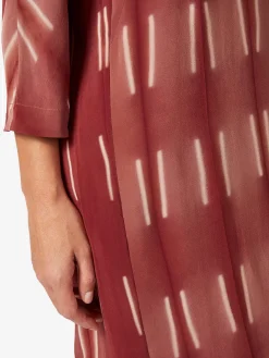 Kleider * LANIUS Damen-Seidenkleid gemustert Mattrot