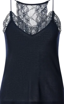 Shirts & Tops * LANIUS Damen-Spitzentop Dunkelblau