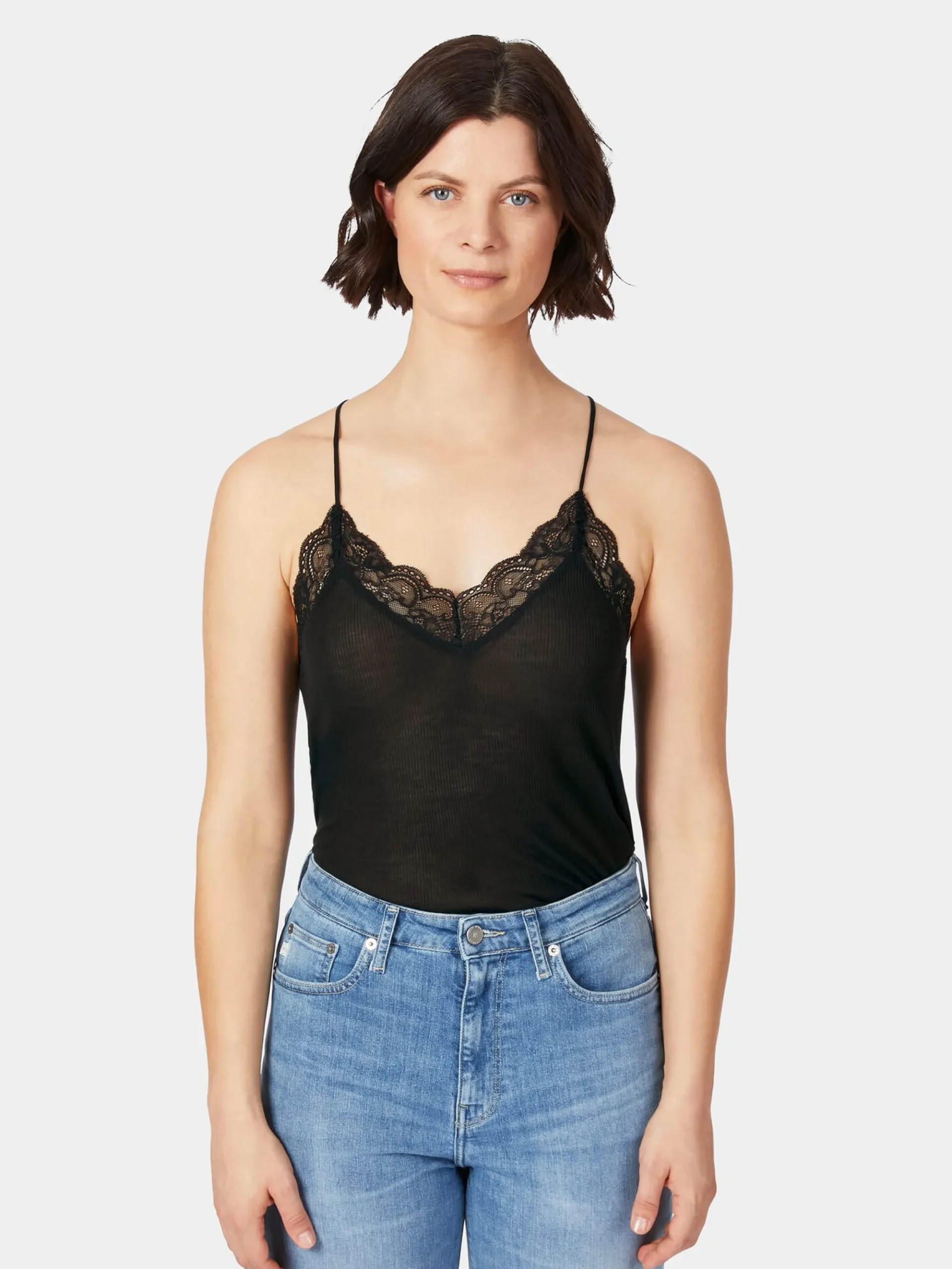 Shirts & Tops * LANIUS Damen-Spitzentop Schwarz