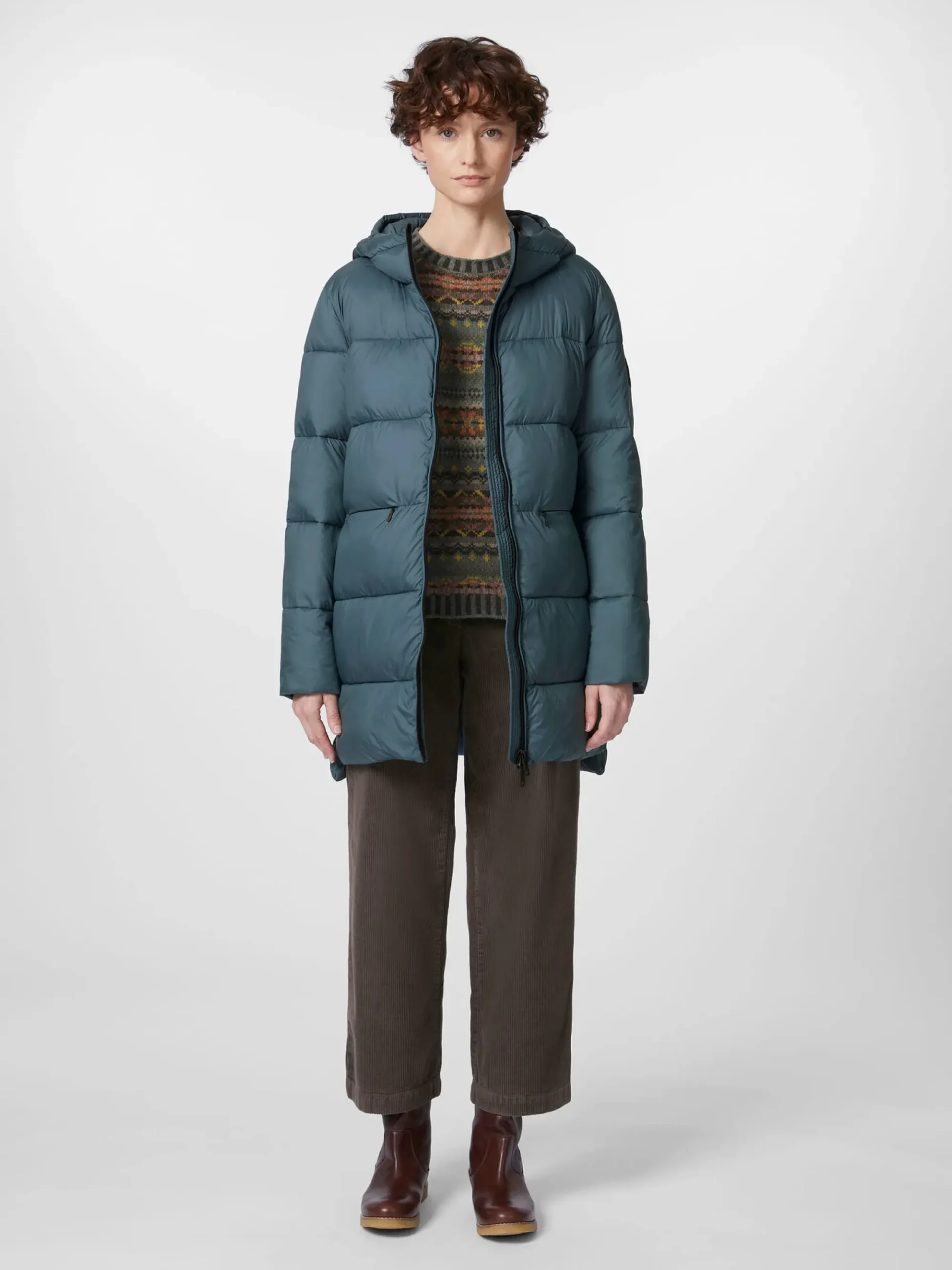 Jacken * Ecoalf Daen-Steppjacke lang Petrol