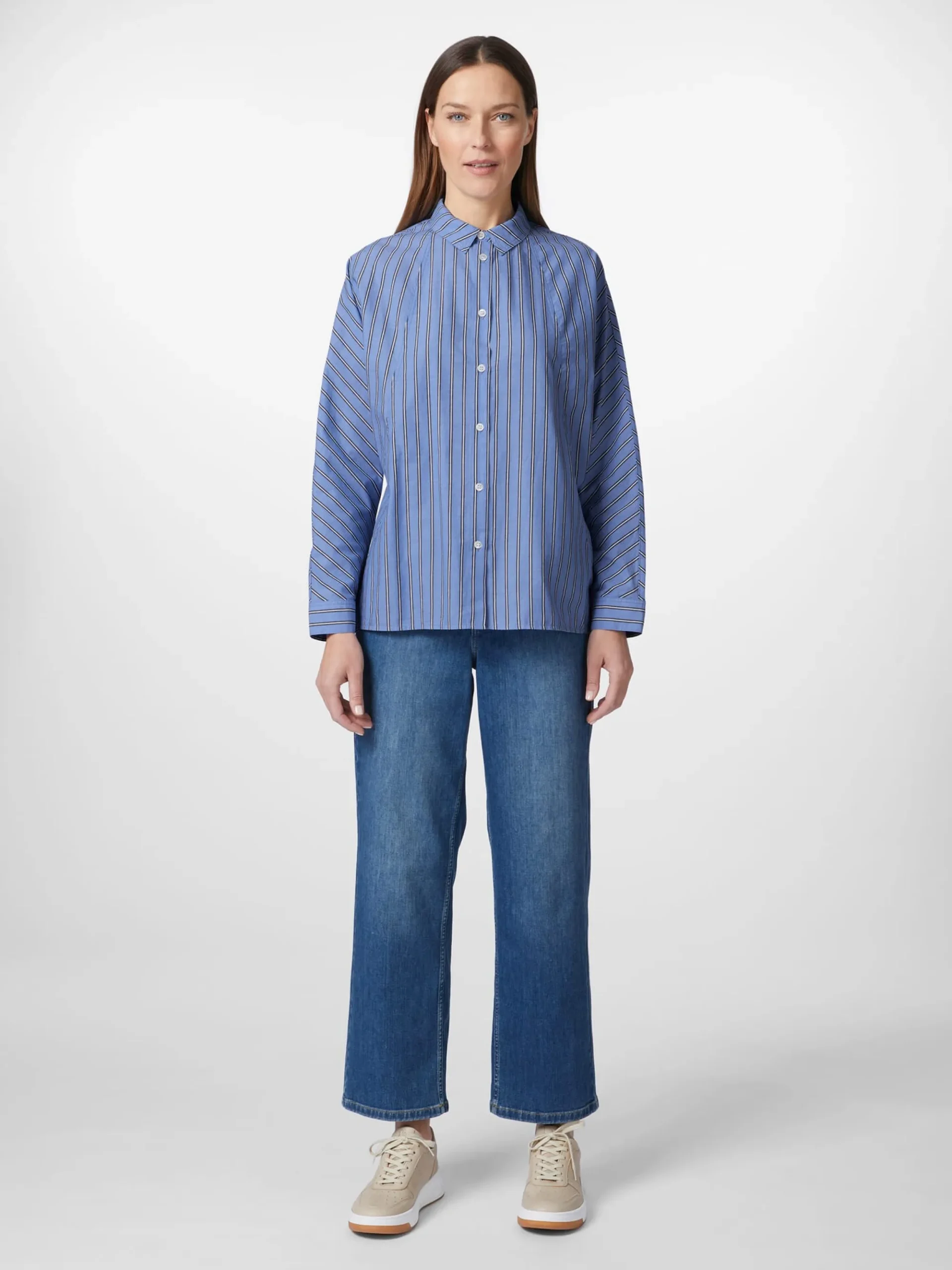 Blusen * LANIUS Damen-Streifenhemd Mittelblau