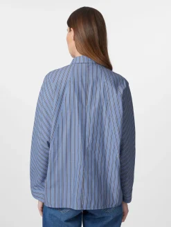 Blusen * LANIUS Damen-Streifenhemd Mittelblau