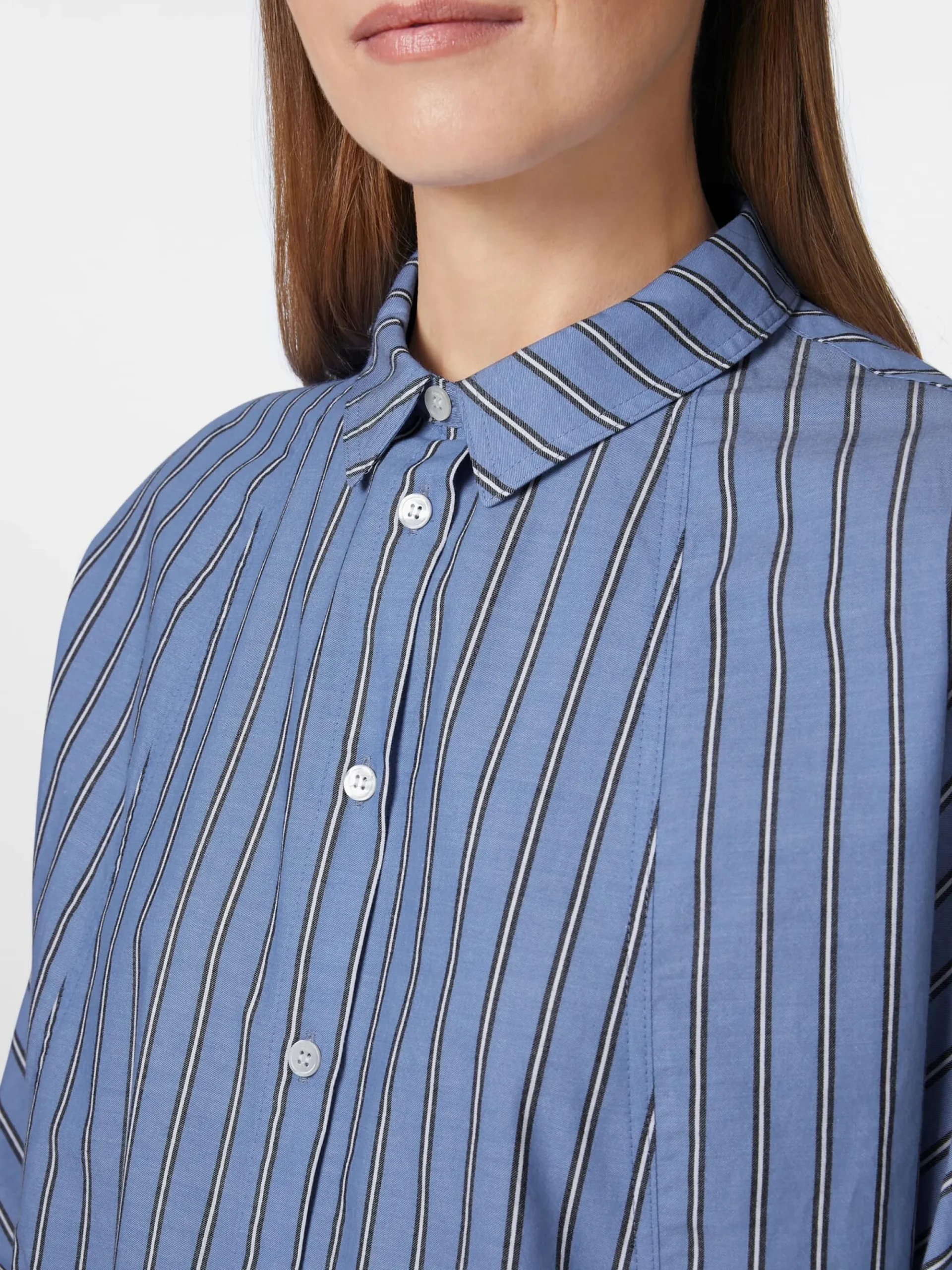 Blusen * LANIUS Damen-Streifenhemd Mittelblau