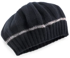 Mützen * Eribé Damen-Strickbarett Lammwolle, Dunkelblau