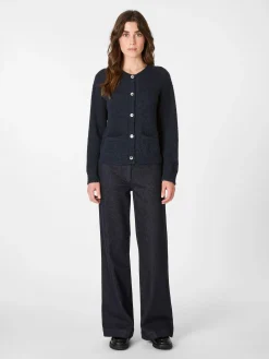 Strickjacken * Les Racines du Ciel Damen-Strickjacke Alpaka Dunkelblau