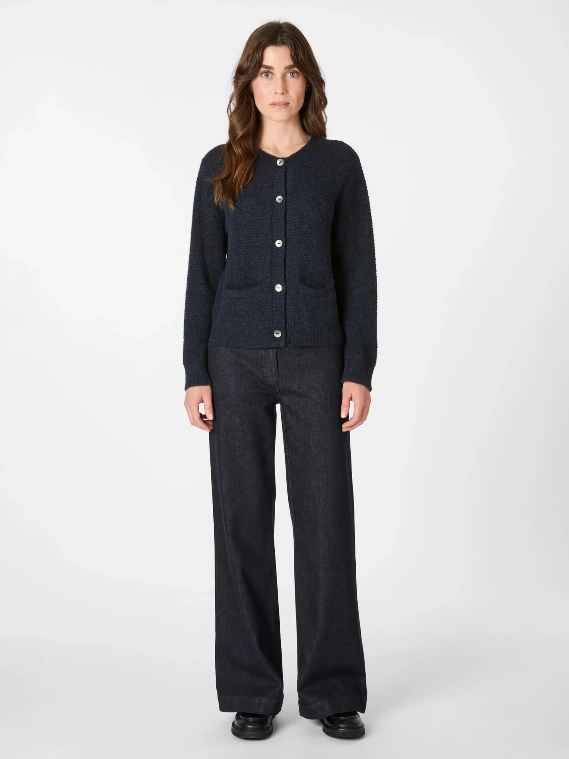Strickjacken * Les Racines du Ciel Damen-Strickjacke Alpaka Dunkelblau