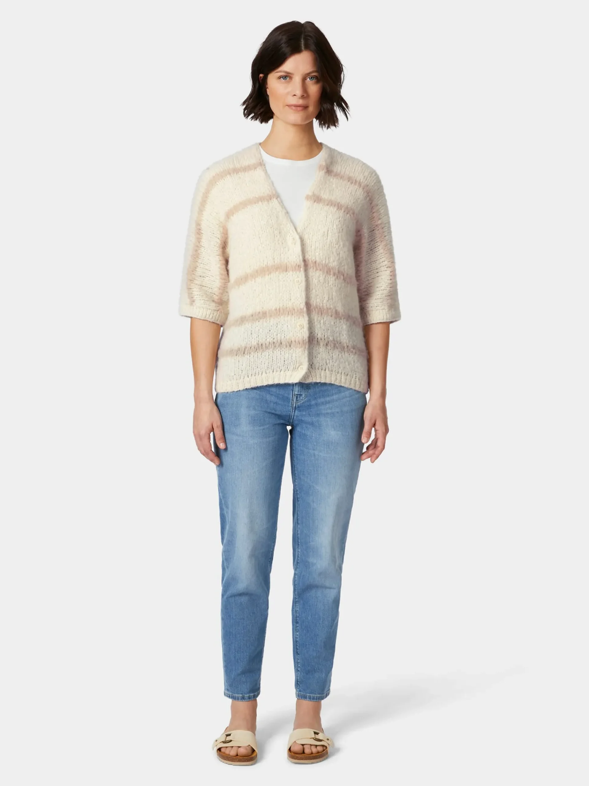 Strickjacken * Inti Knitwear Daen-Strickjacke Habar gestreift Natur