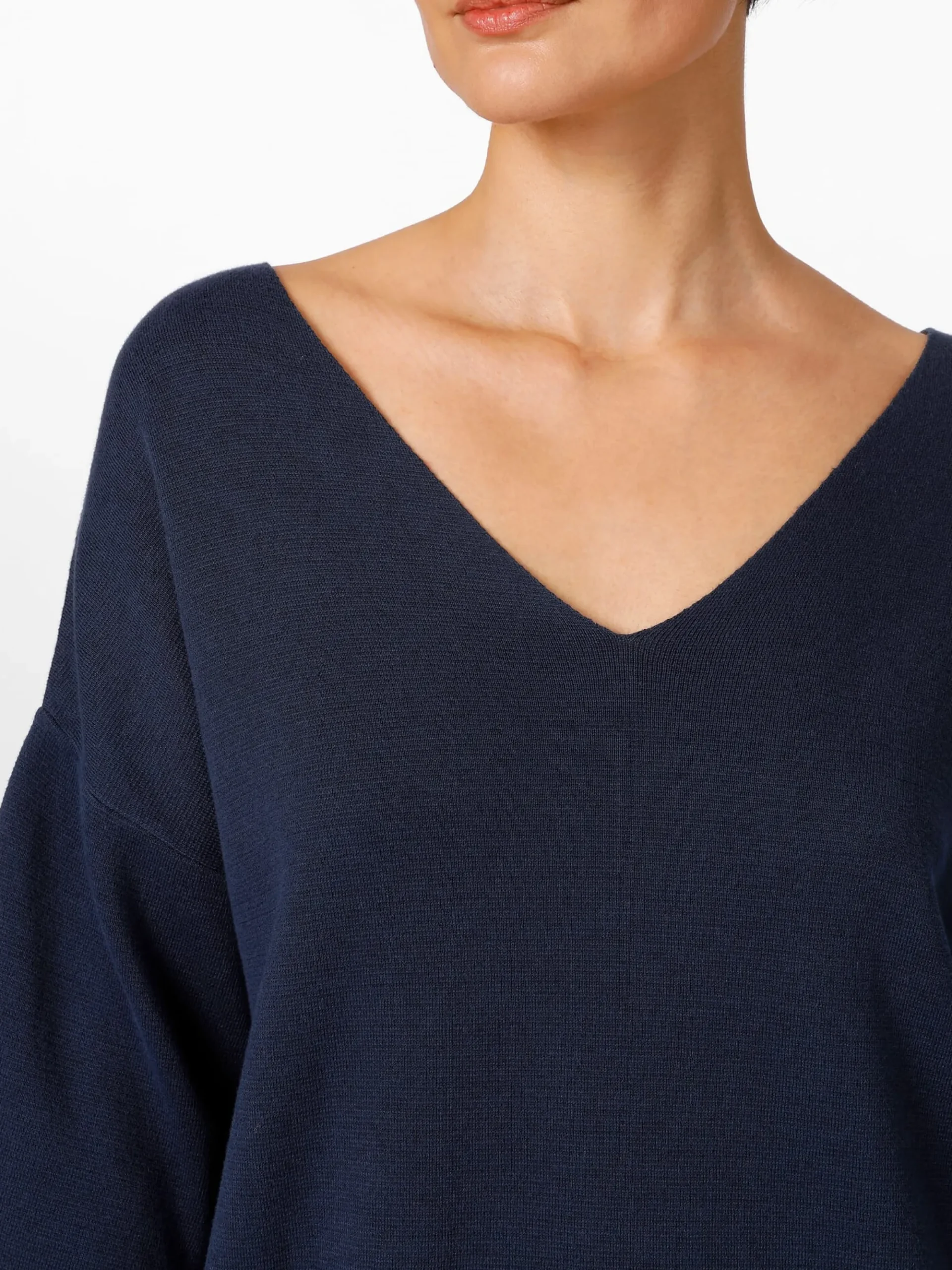 Kleider * LANIUS Damen-Strickkleid V-Ausschnitt Dunkelblau