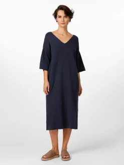 Kleider * LANIUS Damen-Strickkleid V-Ausschnitt Dunkelblau