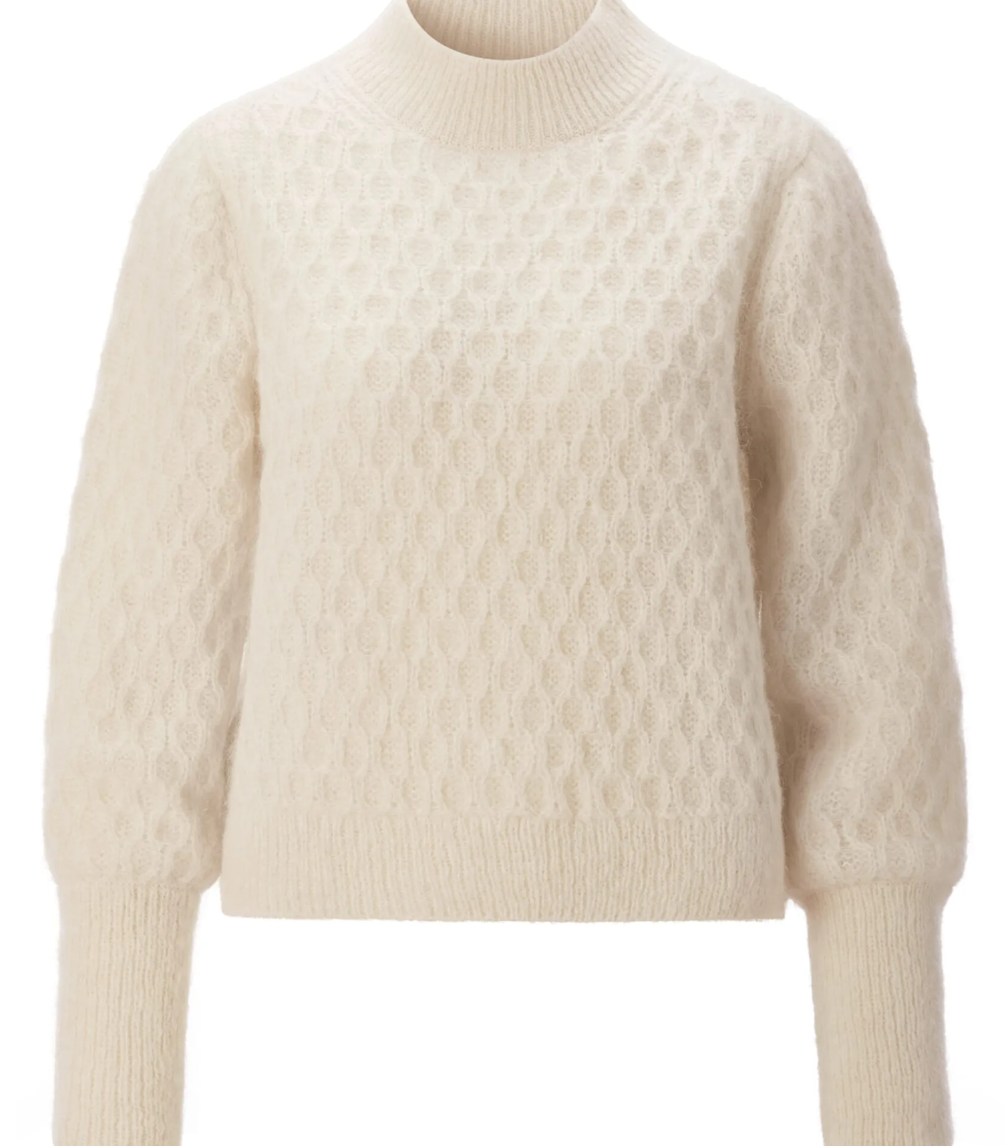 Pullover * LANIUS Damen-Strickpullover Alpaka Naturweiß