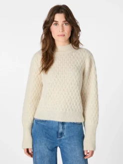 Pullover * LANIUS Damen-Strickpullover Alpaka Naturweiß