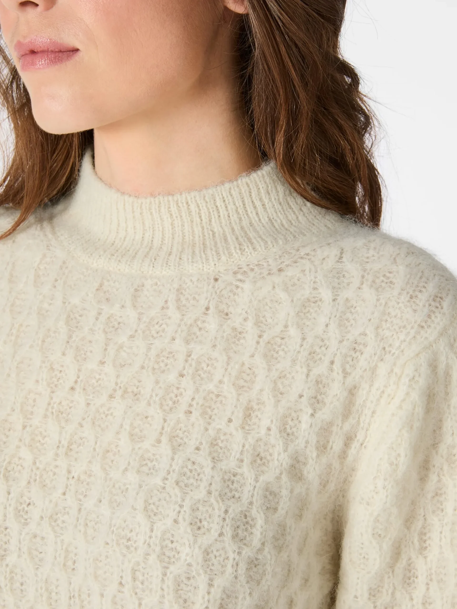 Pullover * LANIUS Damen-Strickpullover Alpaka Naturweiß