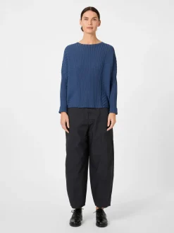Pullover * Oska Damen-Strickpullover gerippt Blau