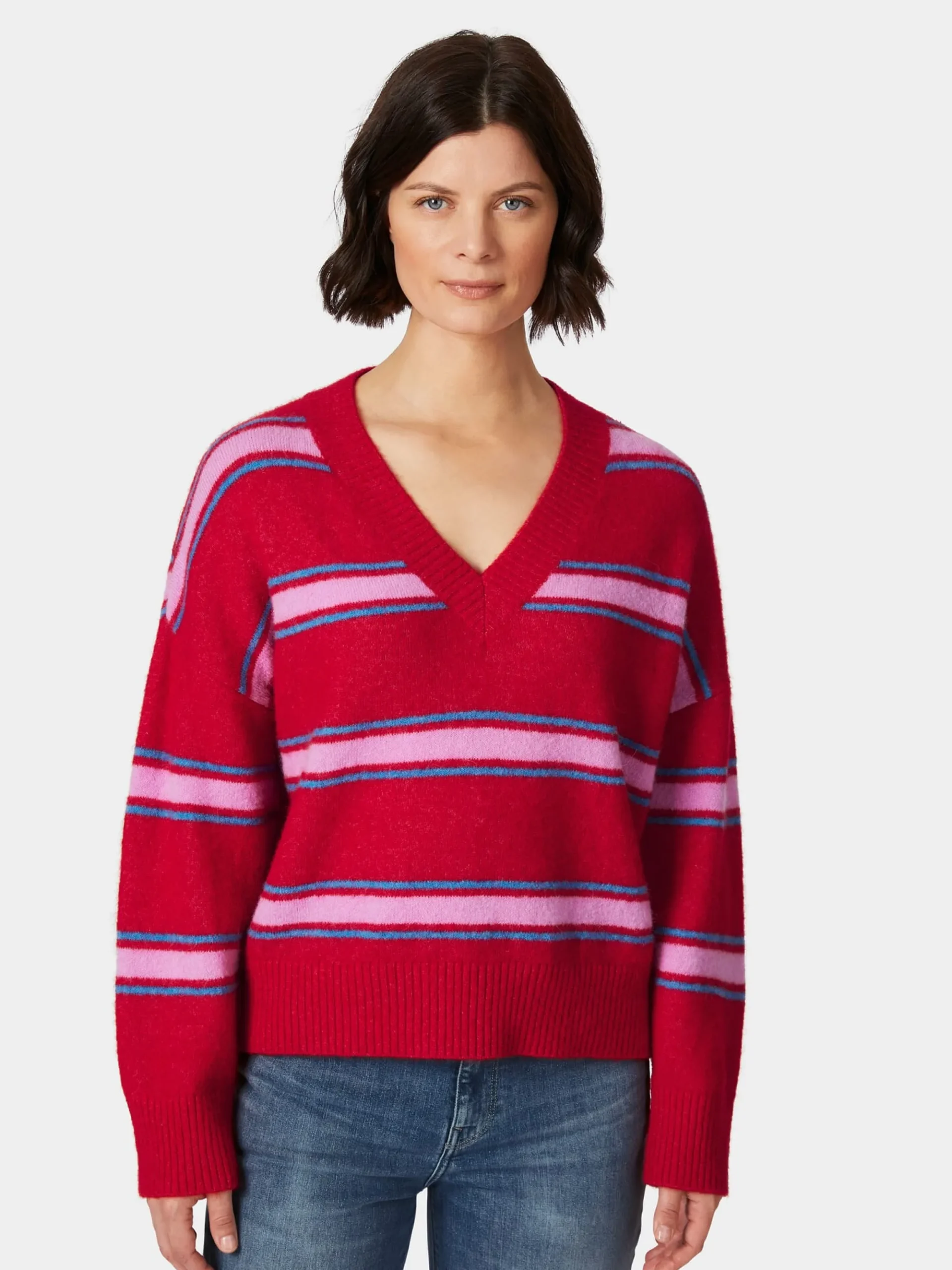 Pullover * LANIUS Damen-Strickpullover gestreift Rot