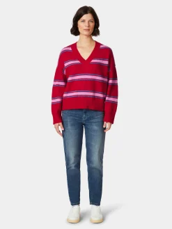 Pullover * LANIUS Damen-Strickpullover gestreift Rot